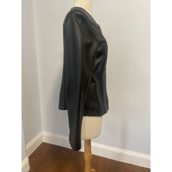 VTG i.e. Womens Y2K 90s Retro Black 100% Leather Jacket PS - Picture 2 of 13